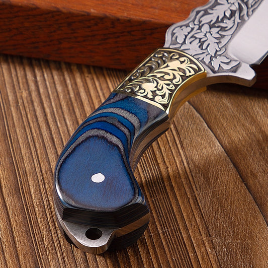 Blue Carved Fruit Knife