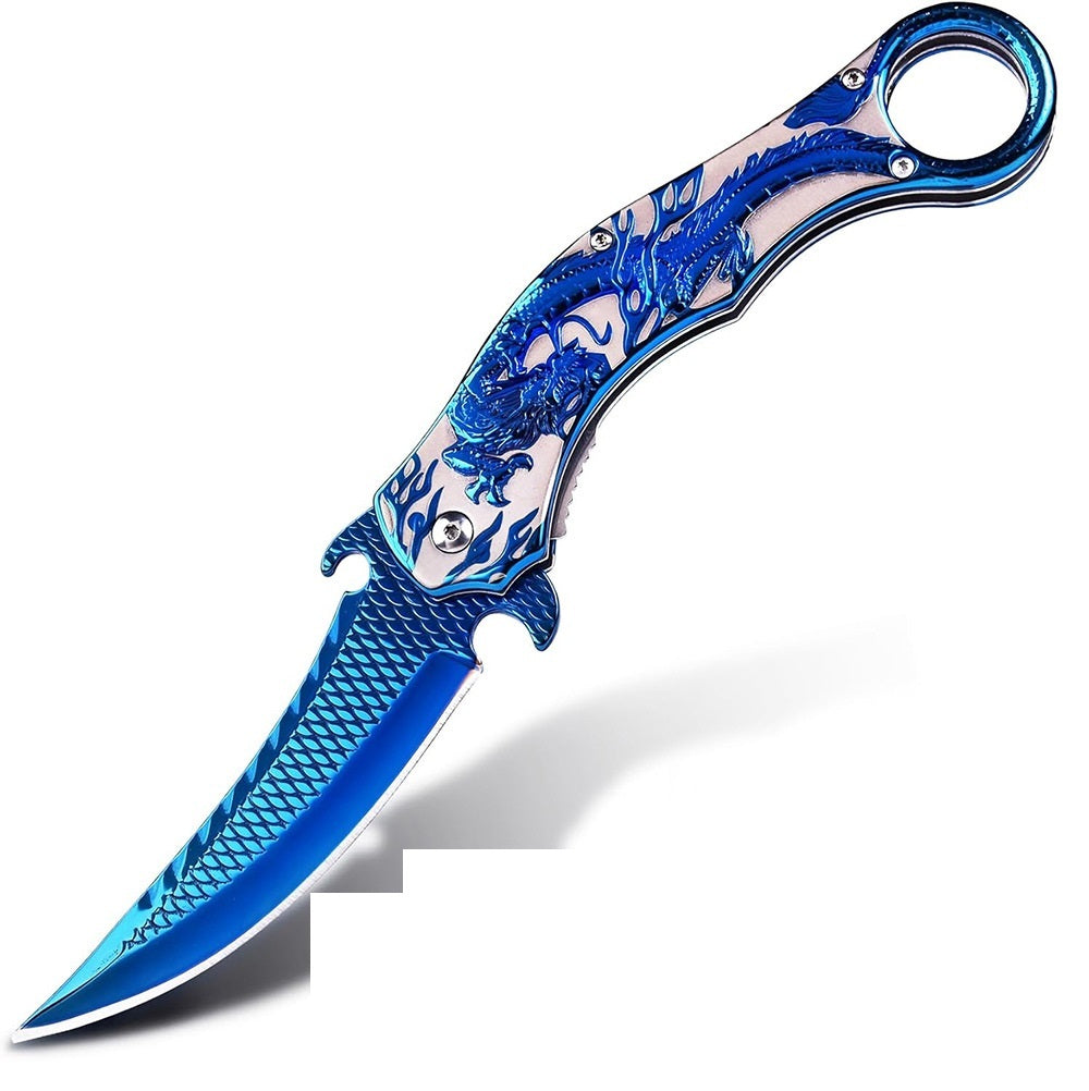 Folding Knife Carved Dragon Pattern